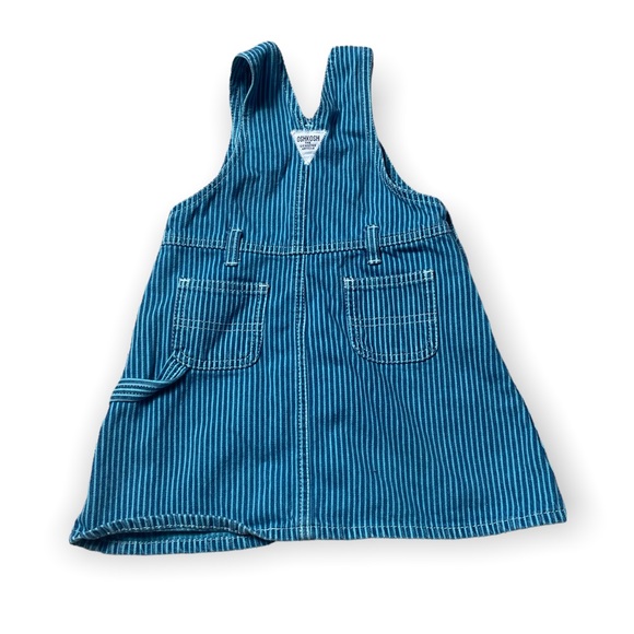 Vintage OshKosh B'Gosh Blue Pinstripe Overall Dress Jumper Baby Size 24 Months - Picture 2 of 7